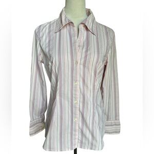 New York & Company Pink Striped Blouse